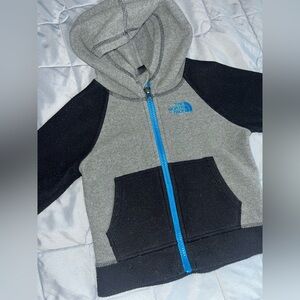 The North Face Kids Gray & Black Hoodie with Blue Zipper